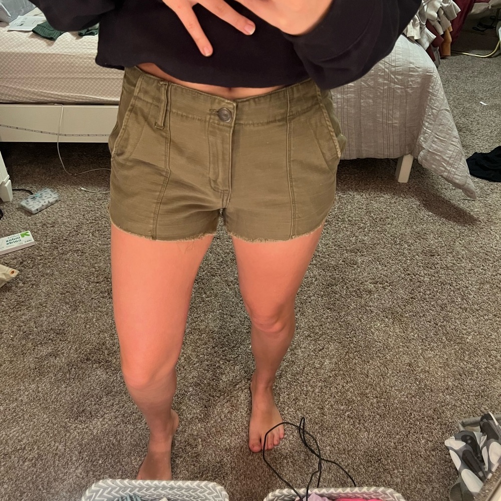 Green jean shorts